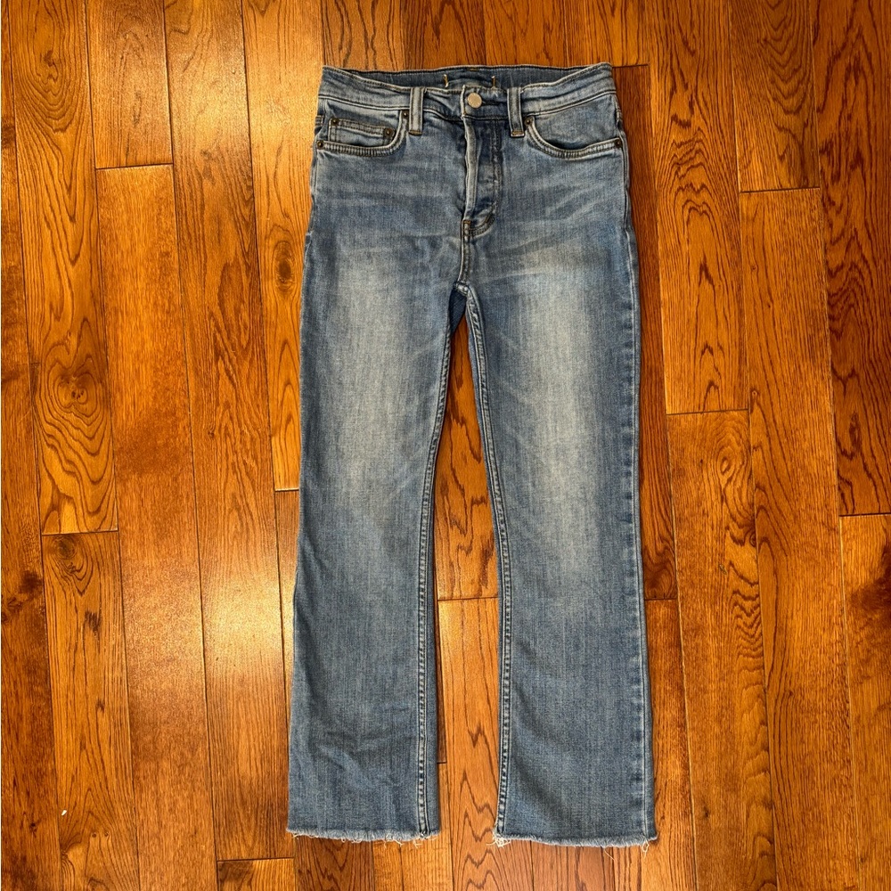 Free People Kick Flare Straight Jeans Boyfriend Girlfriend Denim Crop Pants